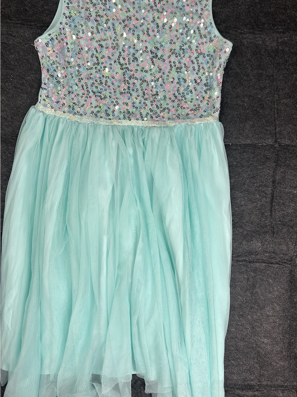 Cat & Jack Girls' Aqua Sequin Tulle Party Dress